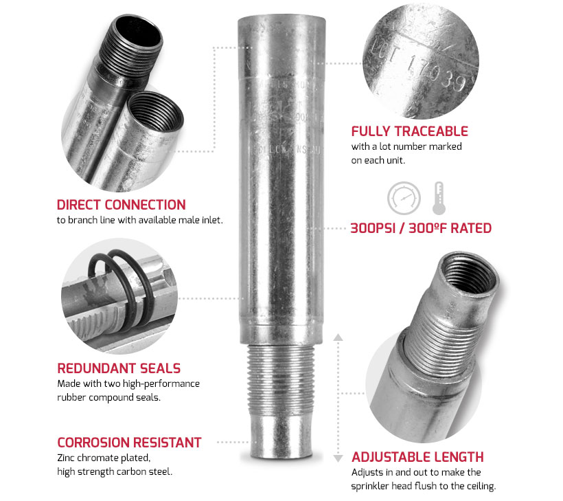 Aegis Adjuster Fire Suppression System Adjustable Drop Nipple